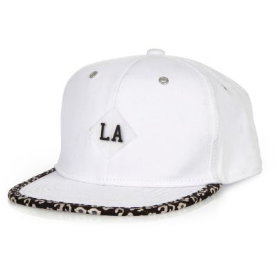 Boys white LA leopard trim cap